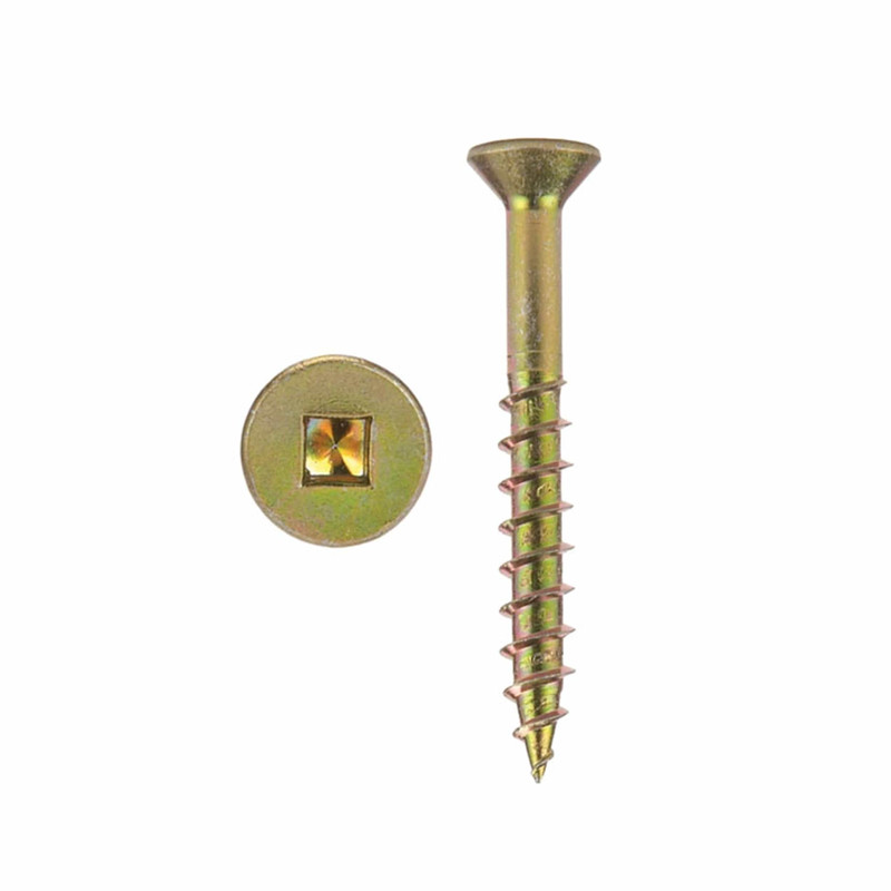 Woodworking Screws - XT Square Drive - Flat Head - 100 Piece - Diameter:#8 - Length:2" - Finish:Yellow Zinc